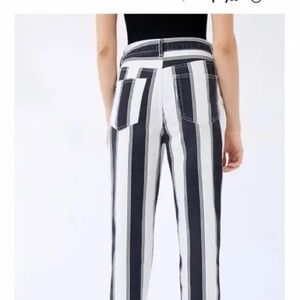BDG Black and White Striped Mom Jeans